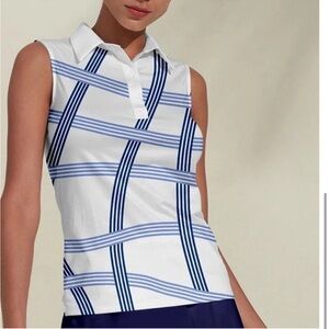 ACEGOLFS Blue/White Air brush Polo Top UPF50+ S